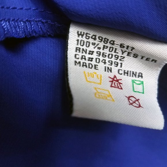 Willi Smith Women's Royal Blue Elastic Waist Tie Neck Medium Shirt Top Blouse - Picture 12 of 13